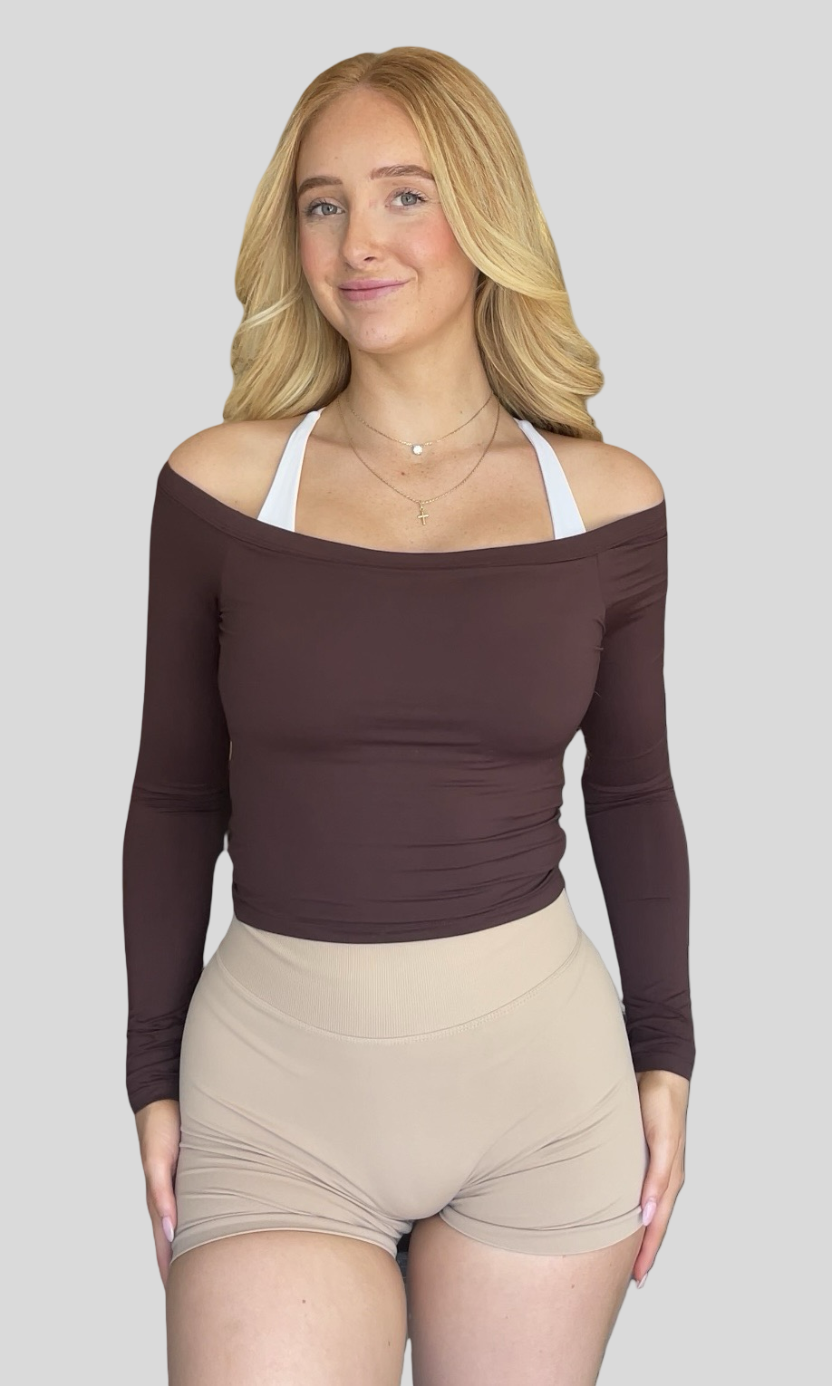 Signature Off-Shoulder Top - Espresso