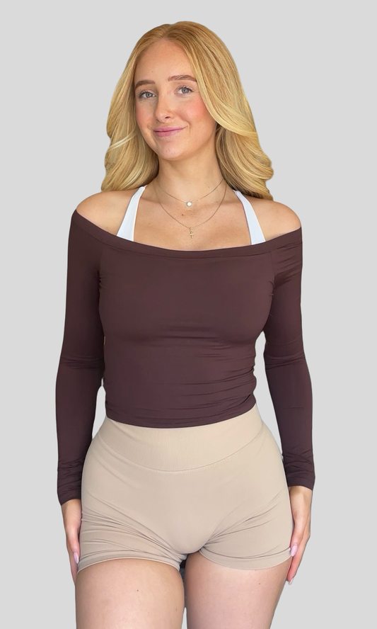 Signature Off-Shoulder Top - Espresso